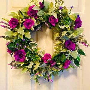 Handmade Spring/Summer Wreath, Lambs Ear Wreath,